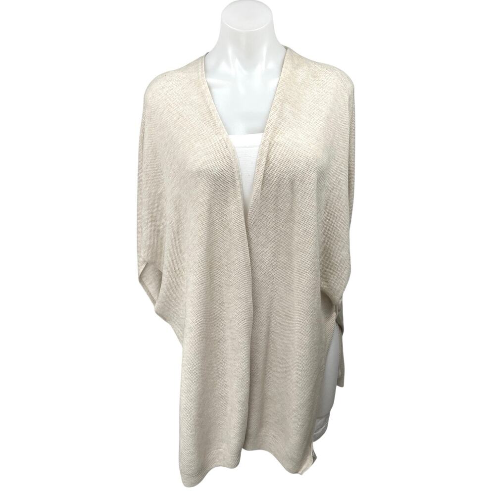 Ann Taylor LOFT Beige Wool Oversized Open Cozy Cardigan Sweater Top Size M/L